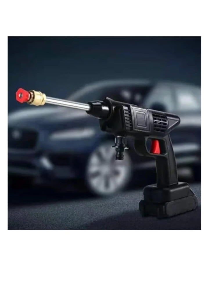 مسدس غسيل عالي الضغط لاسلكي ٥٢٠ فولت مع بطاريتين وملحقات - منظف قوي محمول للسيارة والحديقة والمنزل - Image 3